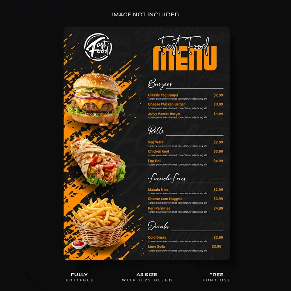 Yaratıcı Restoran Fast Food Menü Şablonu
