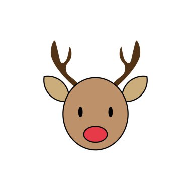 Noel geyiği kafası, sevimli çizgi film karakteri, vektör tasarımı