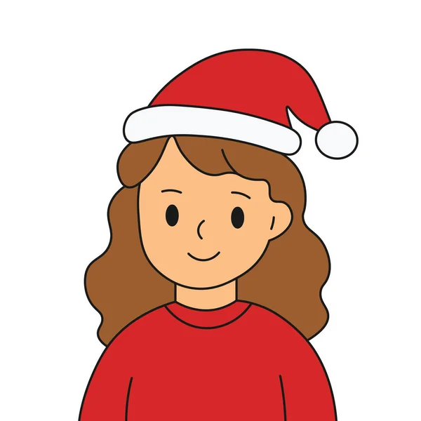 Noel Baba şapkası takan küçük kız, Noel karakteri, vektör tasarımı