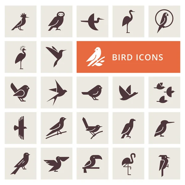 Jeu d'icônes oiseaux — Image vectorielle