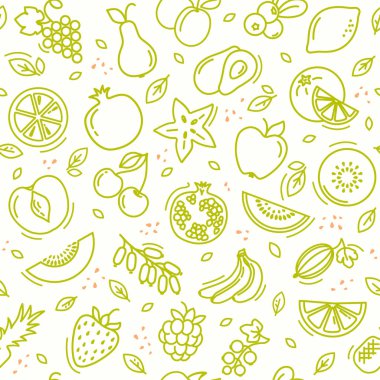 Kroki karışık meyve sorunsuz yaz desen arka plan vektör biçimi