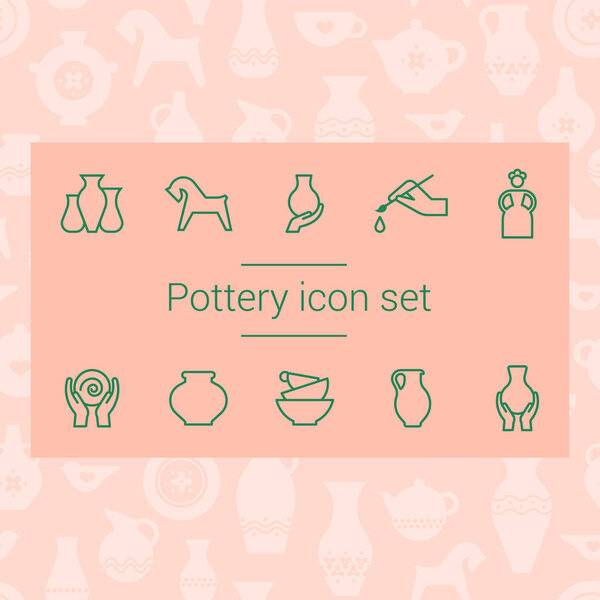 Pottery icon set in vector. Line style icon set.