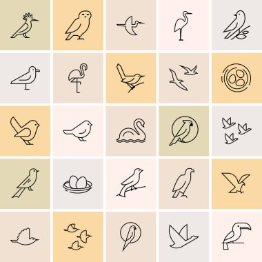 Kuş simge seti. Logo veya marka şirket için. Web sitesi simge seti izole.