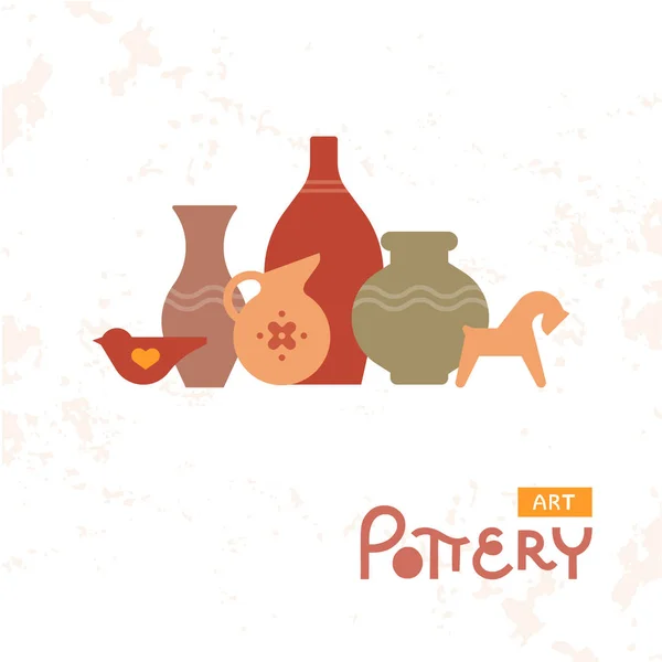 Craft vases pottery of clay. Handmade Clay Pottery Workshop. Artisanal Creative Craft Sign Concept.