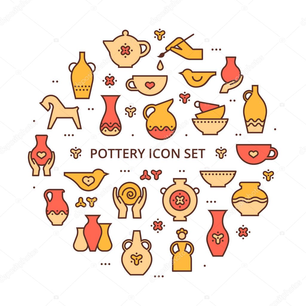 Taller de cerámica de plantilla de círculo, ilustración de pancartas de clases de cerámica