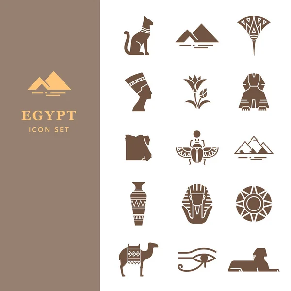 Ägyptische Symbolset für ein Logo, Website-Design, Druckprodukte und vieles mehr. klassische Elemente Ägyptens. — Stockvektor