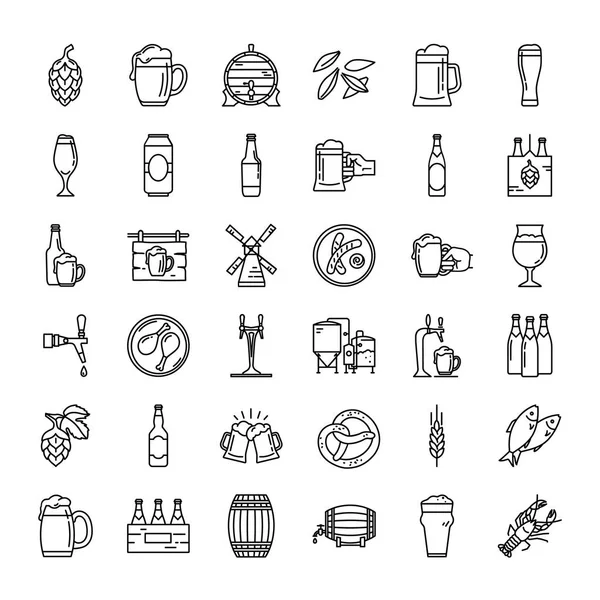 Craft Beer pixel-perfect icons in the modern style isolated on white background. — Stock Vector