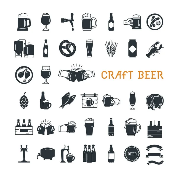 Craft Beer pixel-perfect icons in the modern style isolated on white background. — Stock Vector