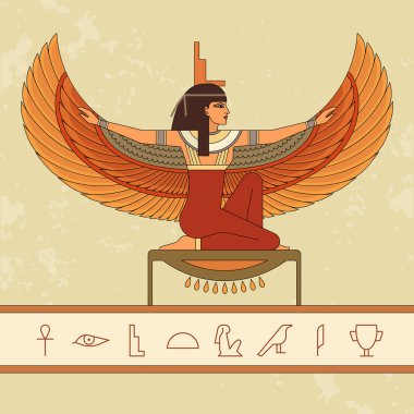 Mısır tanrıçası Isis. Güzel Mısır kadın portresi animasyon.