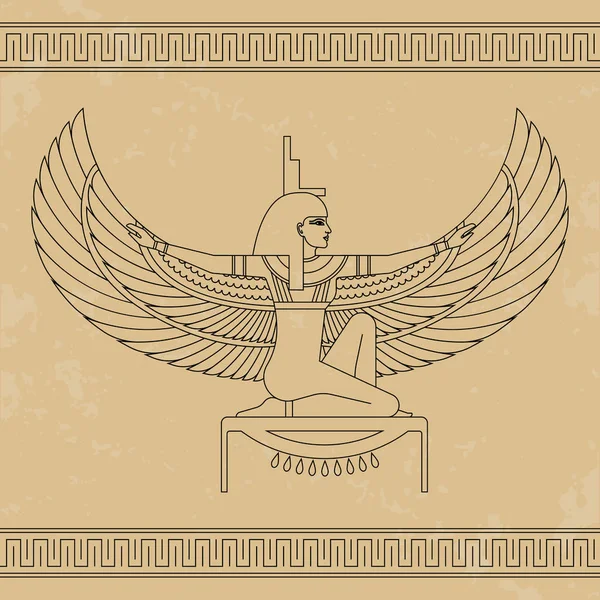 Den egyptiska gudinnan Isis. Animation porträtt av den vackra egyptiska kvinnan. — Stock vektor