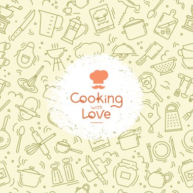 Mutfak öğeleri çeşitli mutfak konulu seamless modeli.