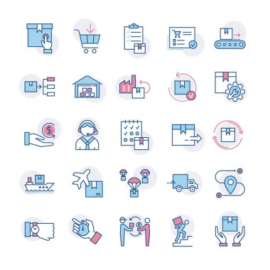 Hızlı teslimat Lojistik Simgeler büyük düz stil ayarla.