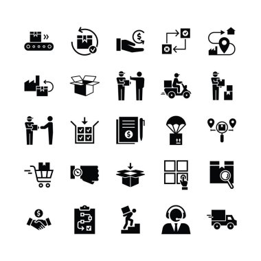 Hızlı teslimat Lojistik Simgeler büyük düz stil ayarla.