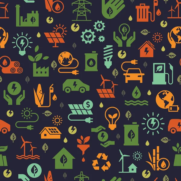 Diseño vectorial con patrón de ecología sin fisuras y con energía verde — Vector de stock