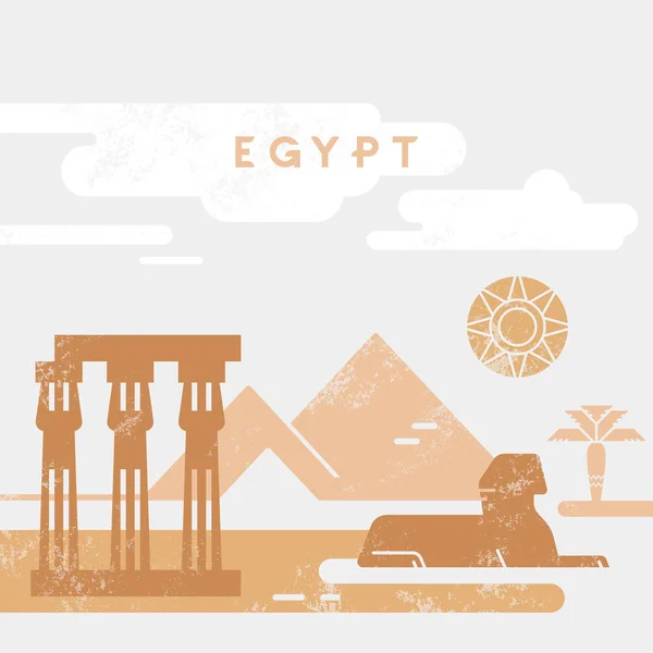 Contour et silhouette de l'Egypte - illustration vectorielle dessinée à la main avec des lignes — Image vectorielle