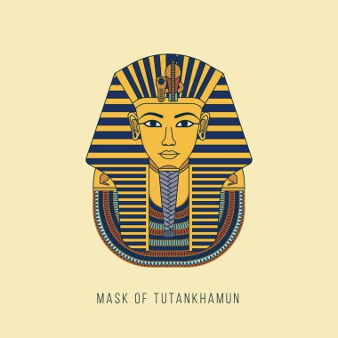 Colorful vector Burial Mask Illustration Egyptian golden pharaohs mask icon flat isolated on background. clipart