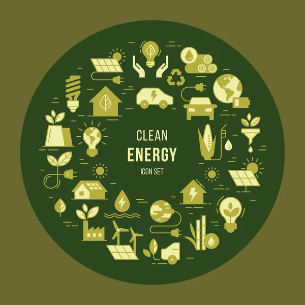 Conjunto de conceitos circulares de símbolo de energia verde vetorial . — Vetor de Stock