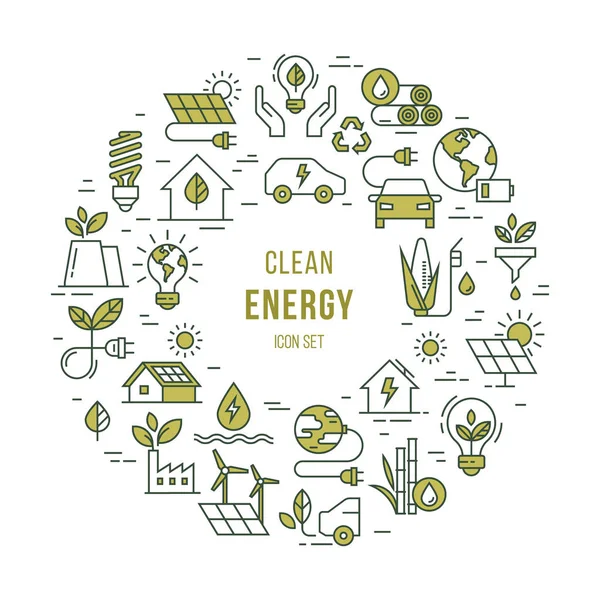 Conjunto de conceitos circulares de símbolo de energia verde vetorial . — Vetor de Stock