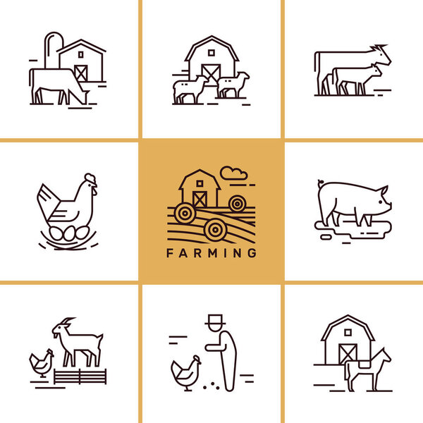 Vector set of farming and farm animals that are great for illust