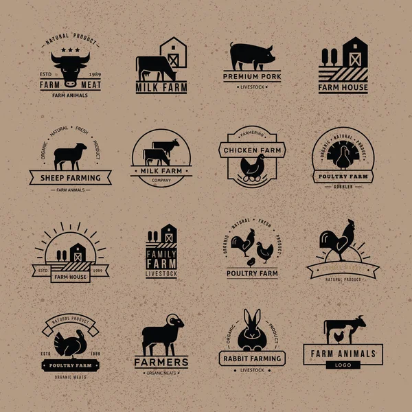 Çiftçiler için vektör logoları büyük bir koleksiyon, bakkal bir — Stok Vektör