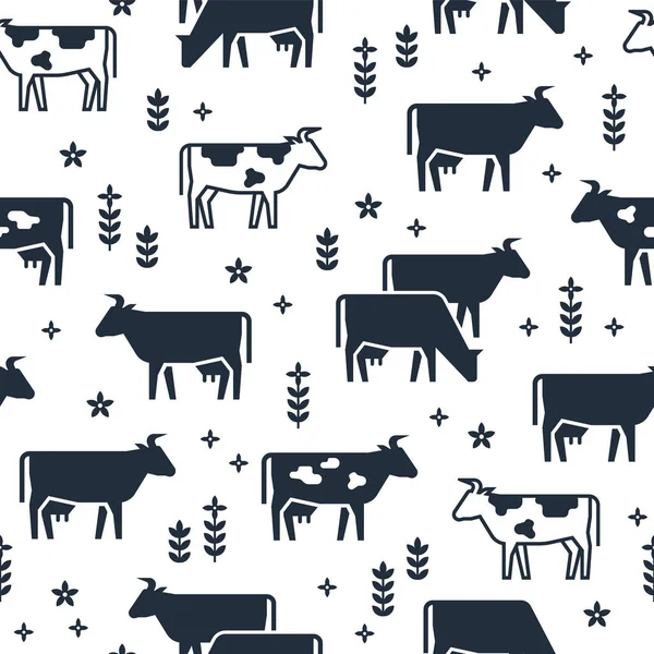 Απρόσκοπτη διανυσματικό μοτίβο των ζώων της φάρμας, κτίρια, εξοπλισμό και άλλα στοιχεία σε ασπρόμαυρα χρώματα. — Διανυσματικό Αρχείο