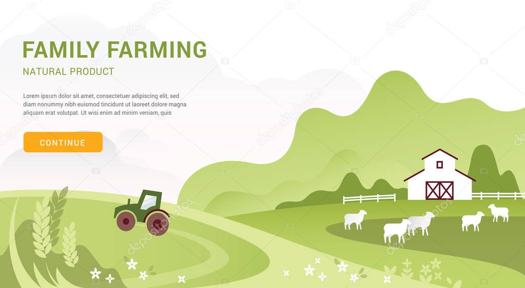 Vector template of a banner or first screen for a landing page with space for text and button