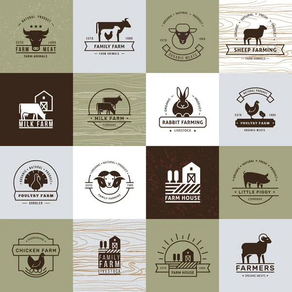 A large collection of vector logos for farmers, grocery stores and other industries. — Stock Vector