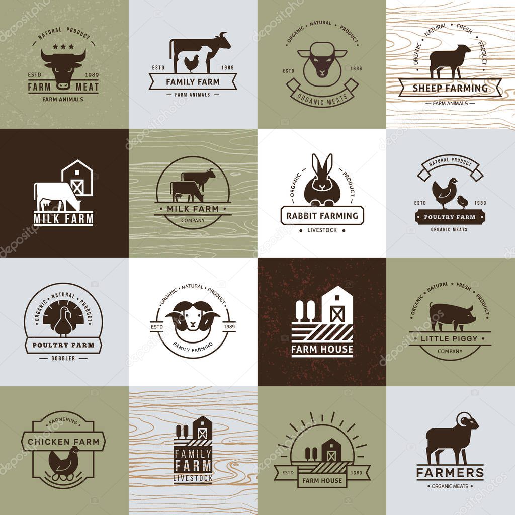 A large collection of vector logos for farmers, grocery stores and other industries.