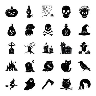 Modern basit simgeler Büyük Halloween vektör seti.