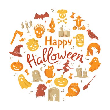 Vektör şablonu halloween mutlu kart veya afiş