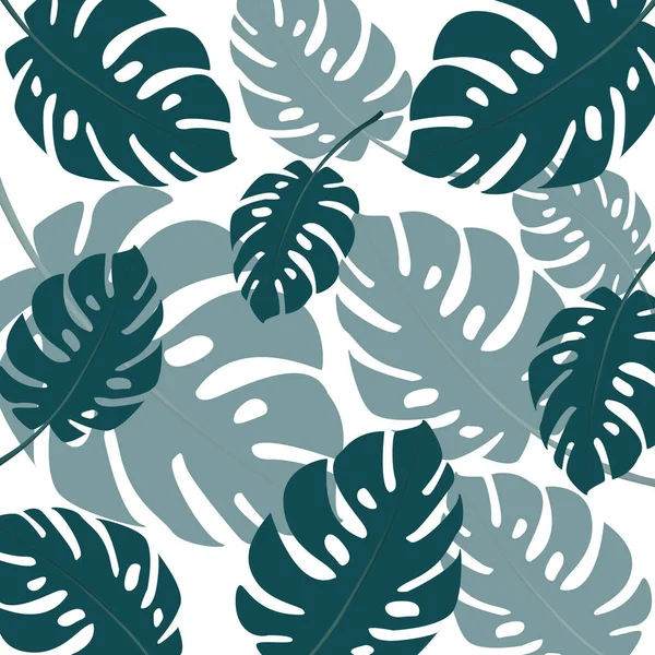 Motif Tropical Avec Feuilles Monstère Stylisées — Image vectorielle