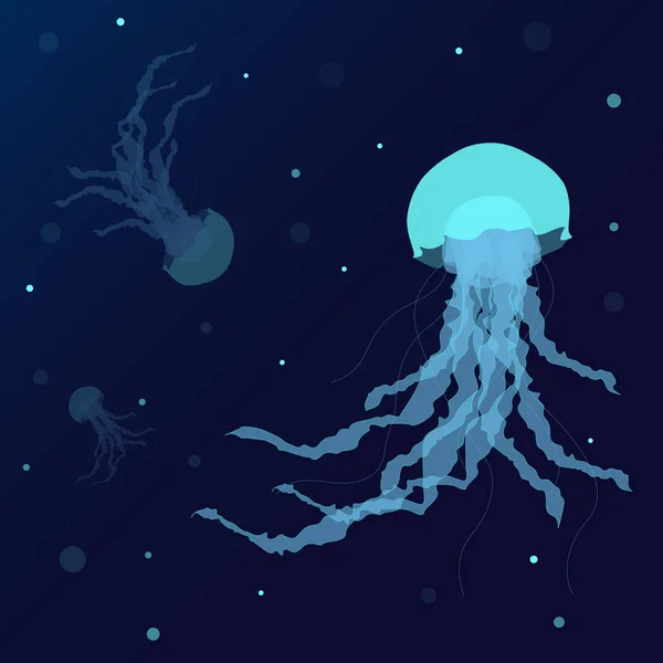 Jellyfish Wzór Niebieskim Tle Ilustracja Wektorowa — Wektor stockowy