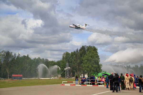 Aircraft demonstrates aerial firefighting. Russia