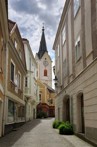 Ybbs Der Donau Austria July 2018 Cobbled Street Leading Old — Stock Photo, Image