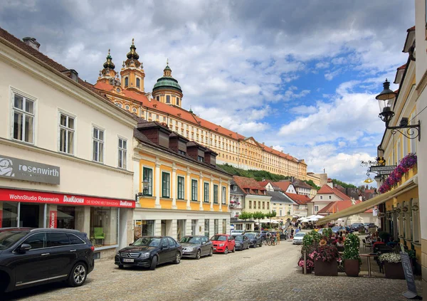 Melk / Avusturya - 8 Temmuz 2018. Tarihi merkezi. Manastır Melk görünümünü. Aşağı Avusturya, Europe.