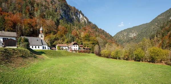 Obec Schneizlreuth Podzim Pohled Alpy Okres Berchtesgadener Land Horním Bavorsku — Stock fotografie