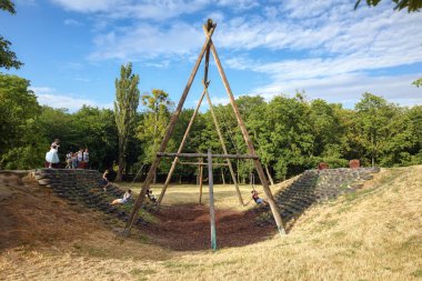 Prater Parkı ahşap hızıyla. Bölge Leopoldstadt, Viyana, Avusturya.