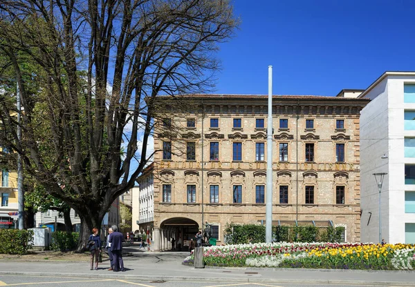 Lugano Suíça Abril 2018 Cidade Lugano Lago Lugano Dia Ensolarado — Fotografia de Stock