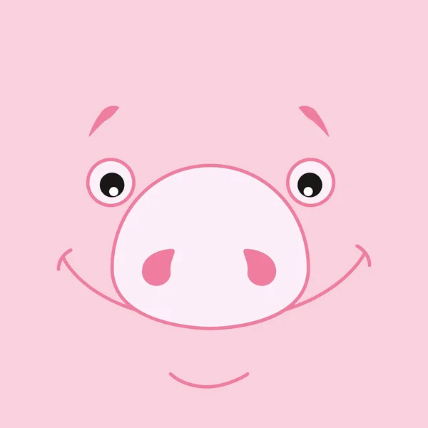 ピンクの背景の笑みを浮かべて豚の顔 中国のカレンダーで新しい年のシンボルです 2019 ベクトル ポストカード ステッカー ポスター イラスト — ストックベクタ