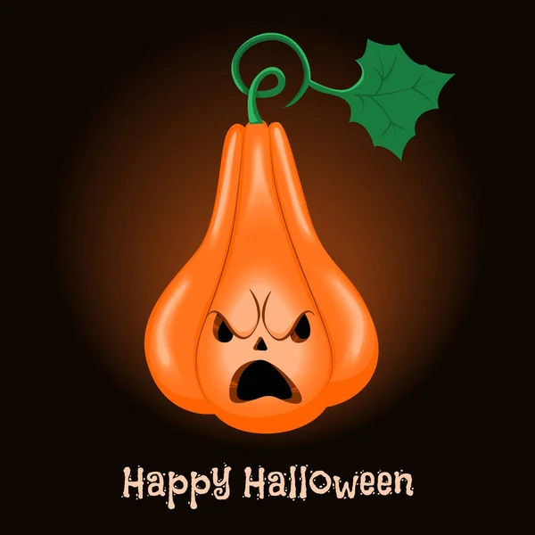 Zucca Halloween Uno Sfondo Scuro Felice Iscrizione Halloween Rabbia Emotiva — Vettoriale Stock