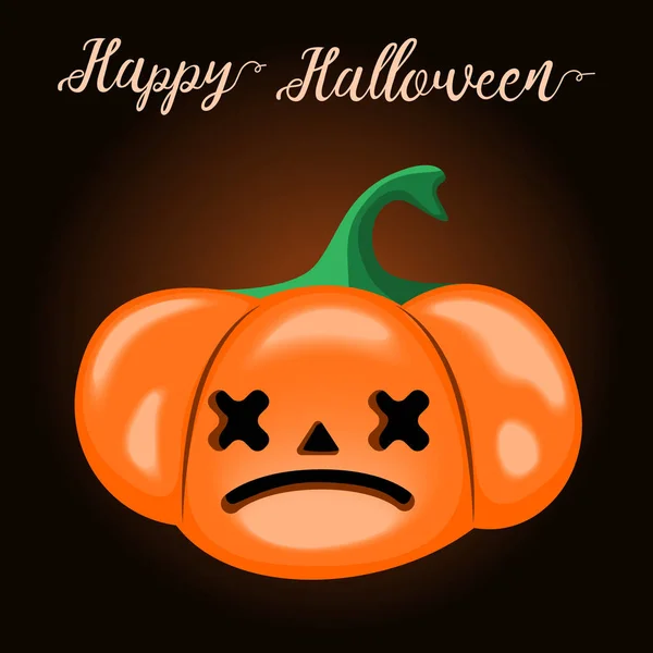 Abóbora Halloween Fundo Escuro Feliz Inscrição Halloween Emoção Dos Mortos —  Vetores de Stock