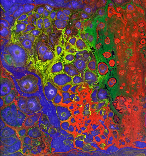 Тло Абстрактний Малюнок Рідким Акрилом Кольорові Плями Фіолетовому Тлі Зелений — стокове фото