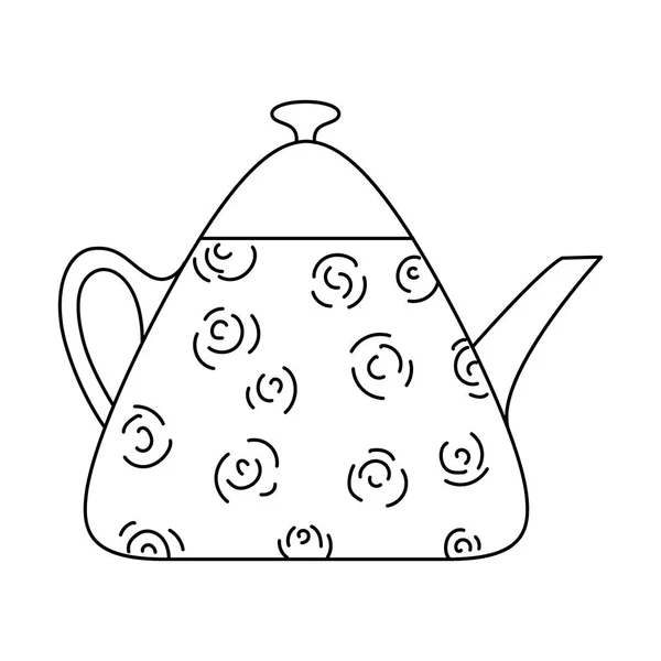 Dreieckige Teekanne Mit Stilisierten Rosen Auf Isoliertem Hintergrund Doodle Stil — Stockvektor