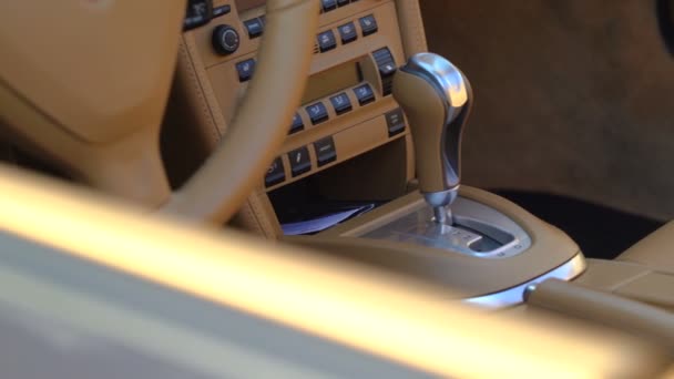 Luxury Car Cabriolet Interior view with White Leather. — Stock Video