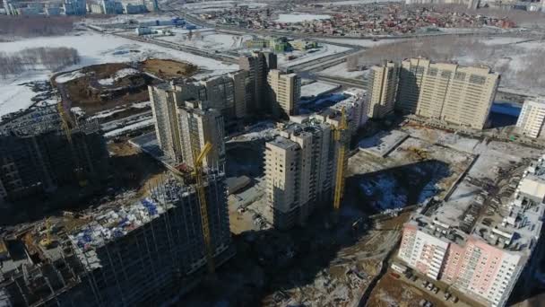 Città aerea, edifici sobborgo camera da letto, vista dall'aria — Video Stock