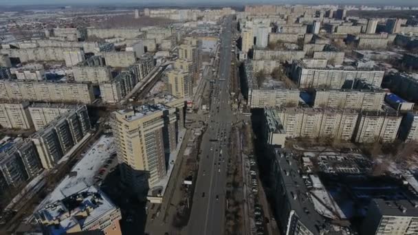 Vue aérienne de la ville, immeubles de banlieue de chambre à coucher, vue aérienne — Video