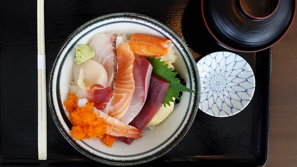 Atum Peixe Cru Japonês Poke Bowl Salmão — Fotografia de Stock