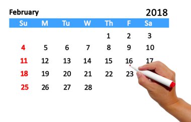 Takvim tarihte vurgulayarak el