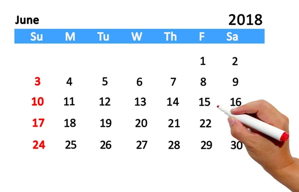 Mão Destacando Data Calendário — Fotografia de Stock