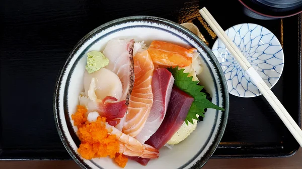 Japanese Poke Bowl Raw Fish Tuna Salmon — Stock Photo, Image
